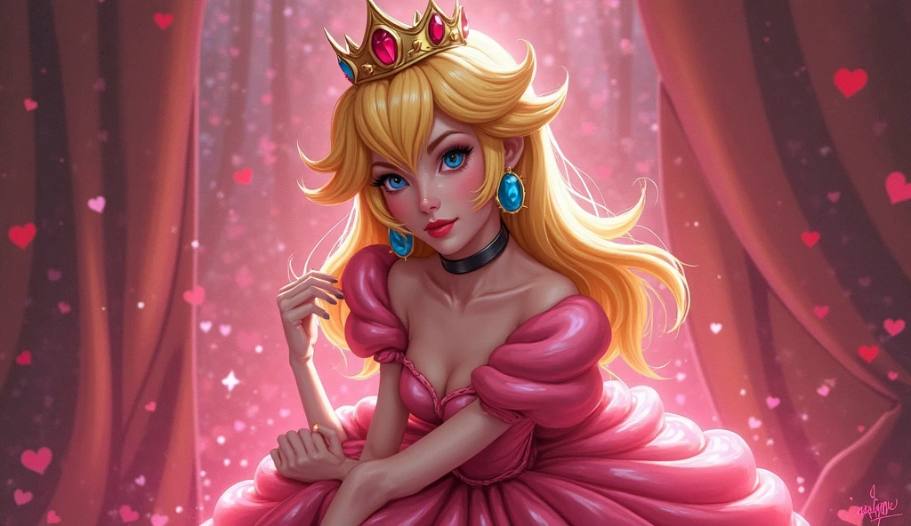 Princess Peach, seductive look, lip biting