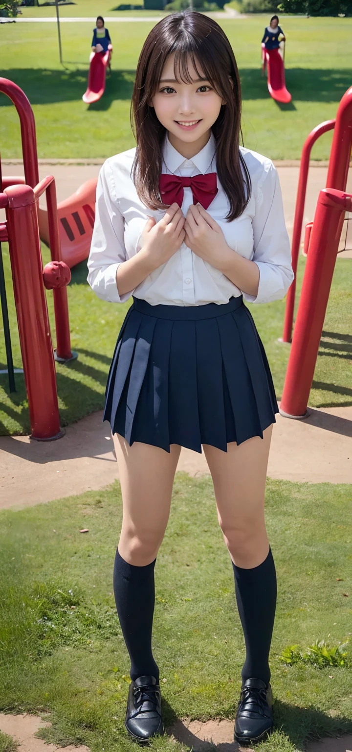Frightened expression、Embarrassed look、Pussy、vagina、Anal、anus、Wearing black loafers、Glowing Skin、Only ribbons naked、Nude with only a ribbon、No clothes、Big Breasts、Big Tity chest is about to burst、wearing only socks、Not wearing panties、pretty girl、high quality、masterpiece、Lolicon、Young girl、Beautiful girl face、A beautiful girl with a very beautiful face、Bent knees、Young girl,Spread your legs,masterpiece,high quality,Photo of a 10-year-old girl、Brown Hair、Long Hair、Straight Hair、Shopping street in the daytime、In town、Many people、crowd