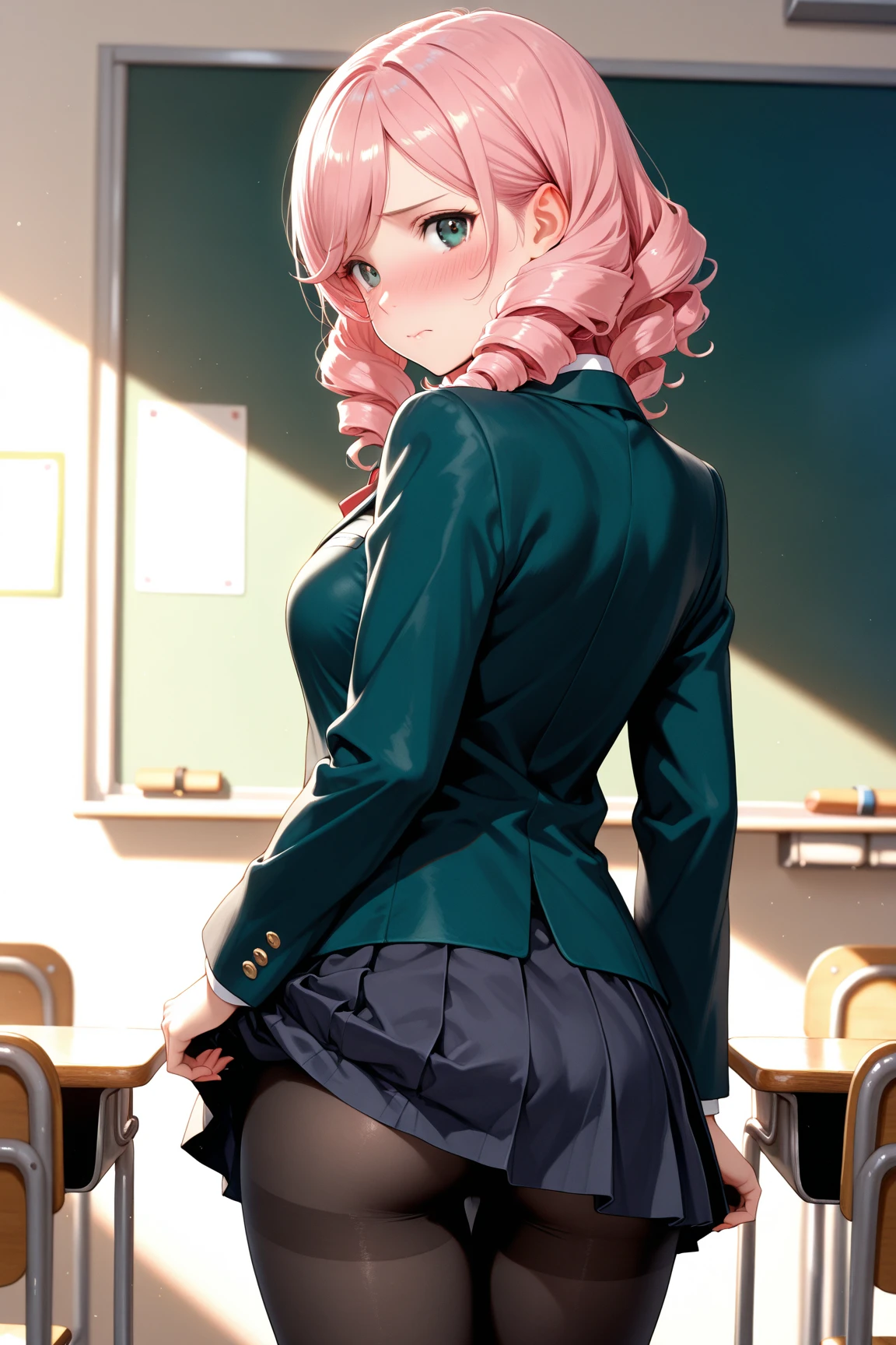 8K，,(( 1 girl in)), Character focus,EVA ，‎Classroom，fart，The stench is pervasive