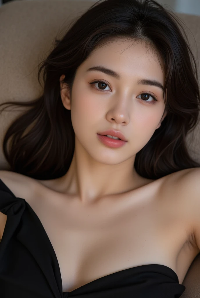 Beautiful woman sleeps in lava