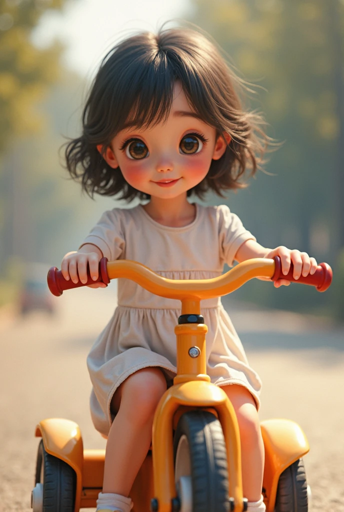 Uma bailarina de 6 anos andando de bicicleta com seu pai
