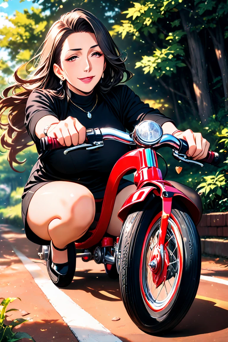 ((digital drawing)),((4k)),((JIM EIDOMODE)),((Best quality)), Art style tonalism, tonalism art, sunset, ultra-realistic vintage motorcycle 40s