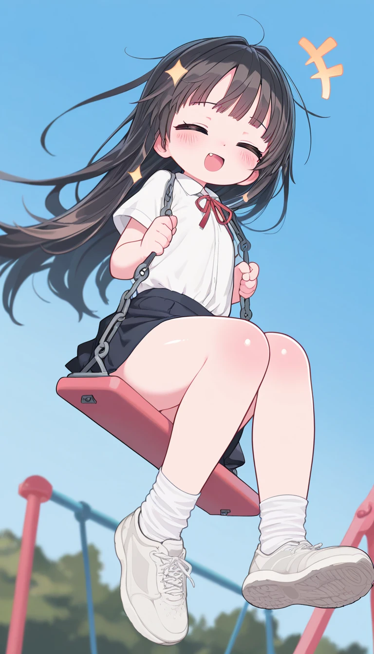 blue eyes, black hair, high res, happy and excited, tiny girl, penis penetrating pussy, sex not noticed by large crowd, wearing long wet shirt, background with large crowd, at amusement park, persons close on left and right side and behind and front, lay on low seat, in a contraption, small wall
