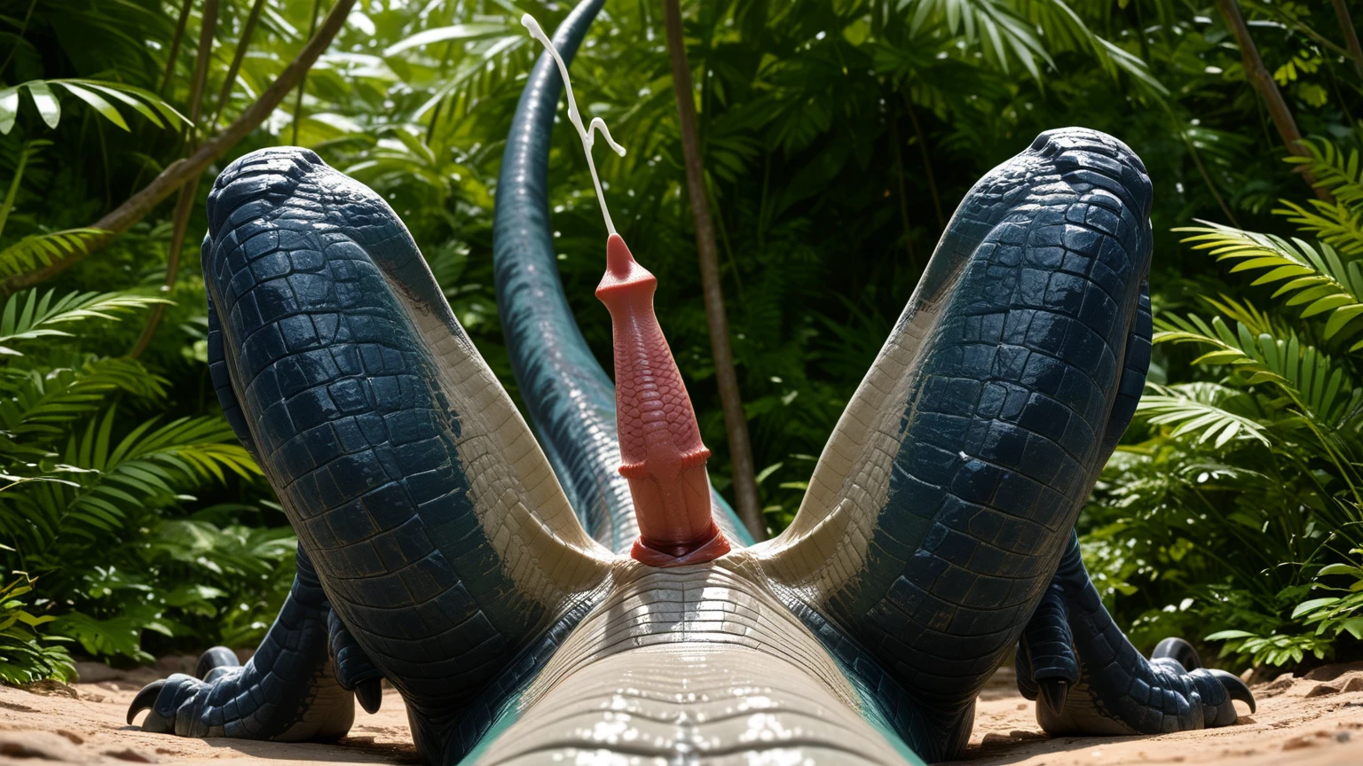 (((duo))), ((((((human on feral dinosaur, huge cloaca, anus, dinosaur tail, raised tail, leaning on bed, large insertion, pov, doggystyle, hands on butt)))))), (((((butt focus, bedroom, hyper penis, open mouth, Double penetration, anal fingering, spreading anus open, urine))))), masterpiece, high details, high quality, best quality, highres, HD