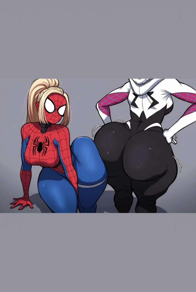 2girls, Batgirl, Classic Harley Quinn, sweaty, big butt, size difference, laying butt on face