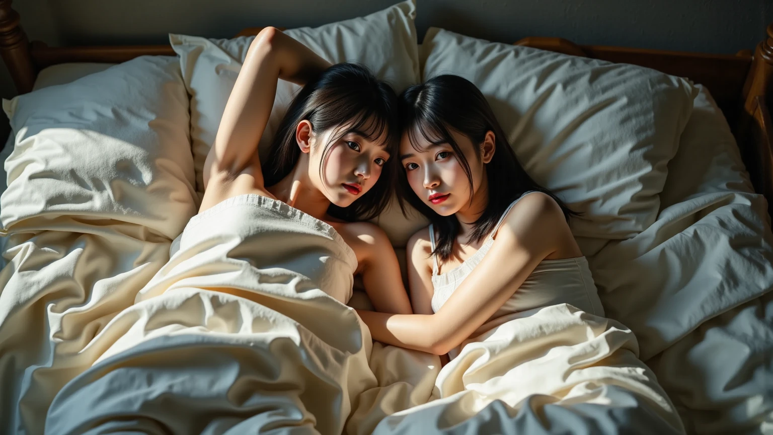 (best quality:1.4), (ultra highres:1.2), (photorealistic:1.4), (16k, RAW photo:1.2),(portrait shot:1.3), bmangpor, 1girl, solo, long hair, brown hair, nsfw, having sex, ???????:1.3, slut:1.2, open mouth, naked, on bed
