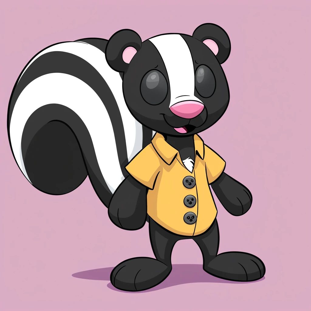 A boy dressed as a skunk