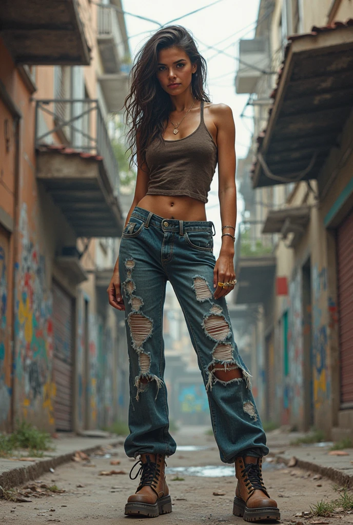 a woman in high heels and flared jeans and t-shirt, extremely detailed, victim of ritual, sexy posing, seductive posing for photoshoot, high heels, wearing a beautiful headdress and traditional indigenous makeup, red, green, blue, 1 girl, realistic, photorealistic, photo-realistic:1.37, best quality,4k,8k,highres,masterpiece:1.2,ultra-detailed,HDR,UHD,studio lighting,ultra-fine painting,sharp focus,physically-based rendering,extreme detail description,professional,vivid colors,bokeh