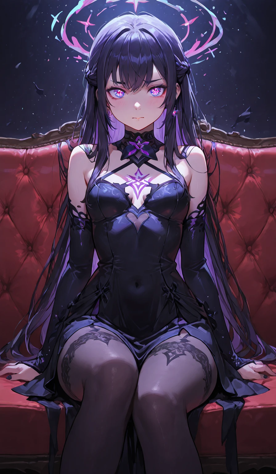 (Super detailed)),((illustration)),((masterpiece)),(((need))),((fine、Highest quality CG Unity 8K wallpapers,masterpiece),((4K,masterpiece,best quality)),Black hair queen,Waist-length hair,Royal sister,Sexy,Tall figure,Lilac eyes,Sleeping in a coffin,mummy,The whole body is wrapped in bandages,Limbs wrapped in bandages,There is a coffin beside him,Mature,Hair Bunch,Hair tied on both sides,Black and purple French vintage clothing,Gorgeous pure black cape,Black veil,Purple-white halo,Black purple boots,Bones piled up underfoot,Wearing a crown on the head,Holding a knight's sword,pyramid,Emitting dim purple light,Brilliant palace,Mysterious symbols,individual,Emit a dim light,Full body picture