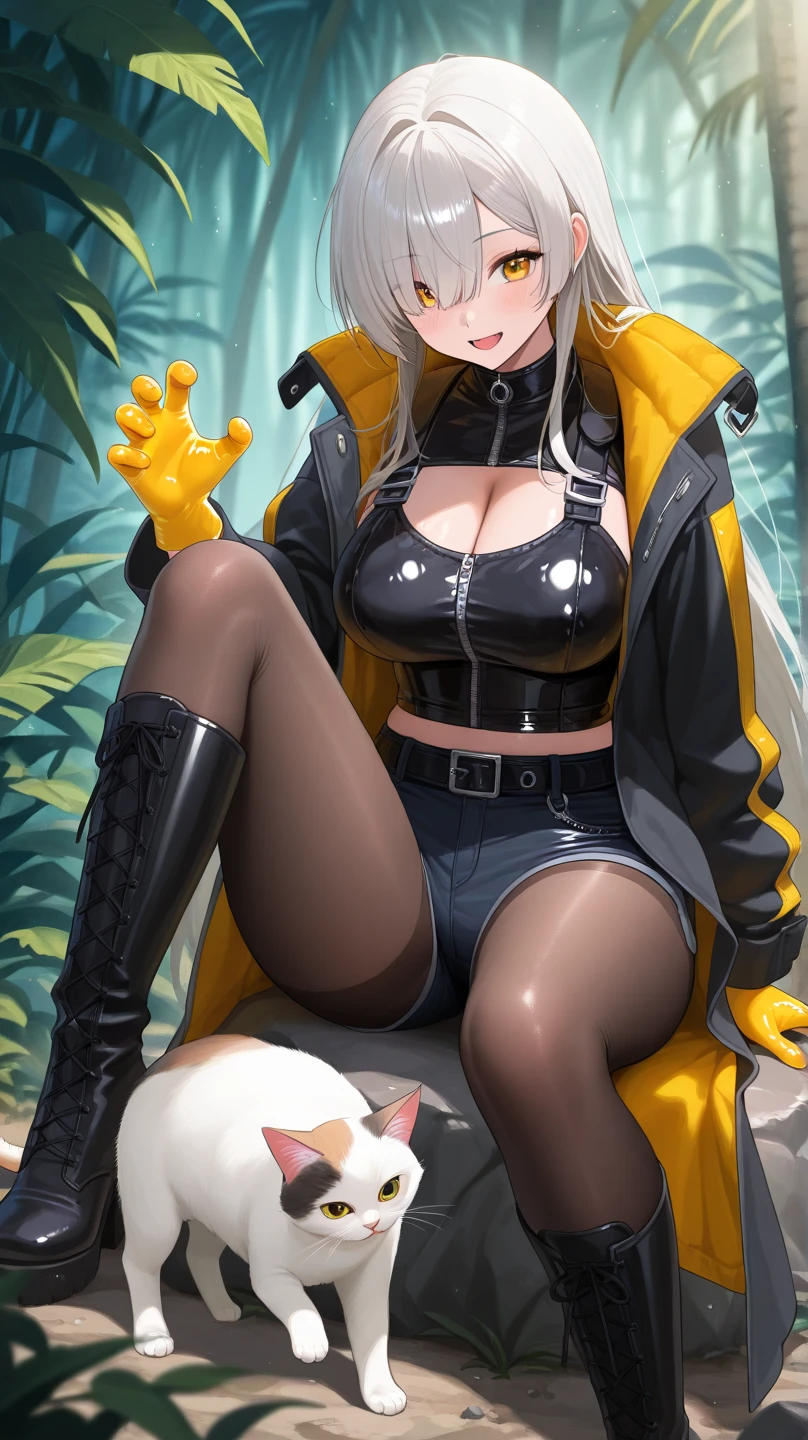 masterpiece, best quality, extremely detailed, detailed face, detailed eyes, clear eyes, orange eyes,
monadc, 1girl, long hair, thighhighs, gloves, hat, ponytail, shoes, black gloves, green leotard, garter straps, cleavage cutout, rabbit tail  <lora:monadc-09:0.8>