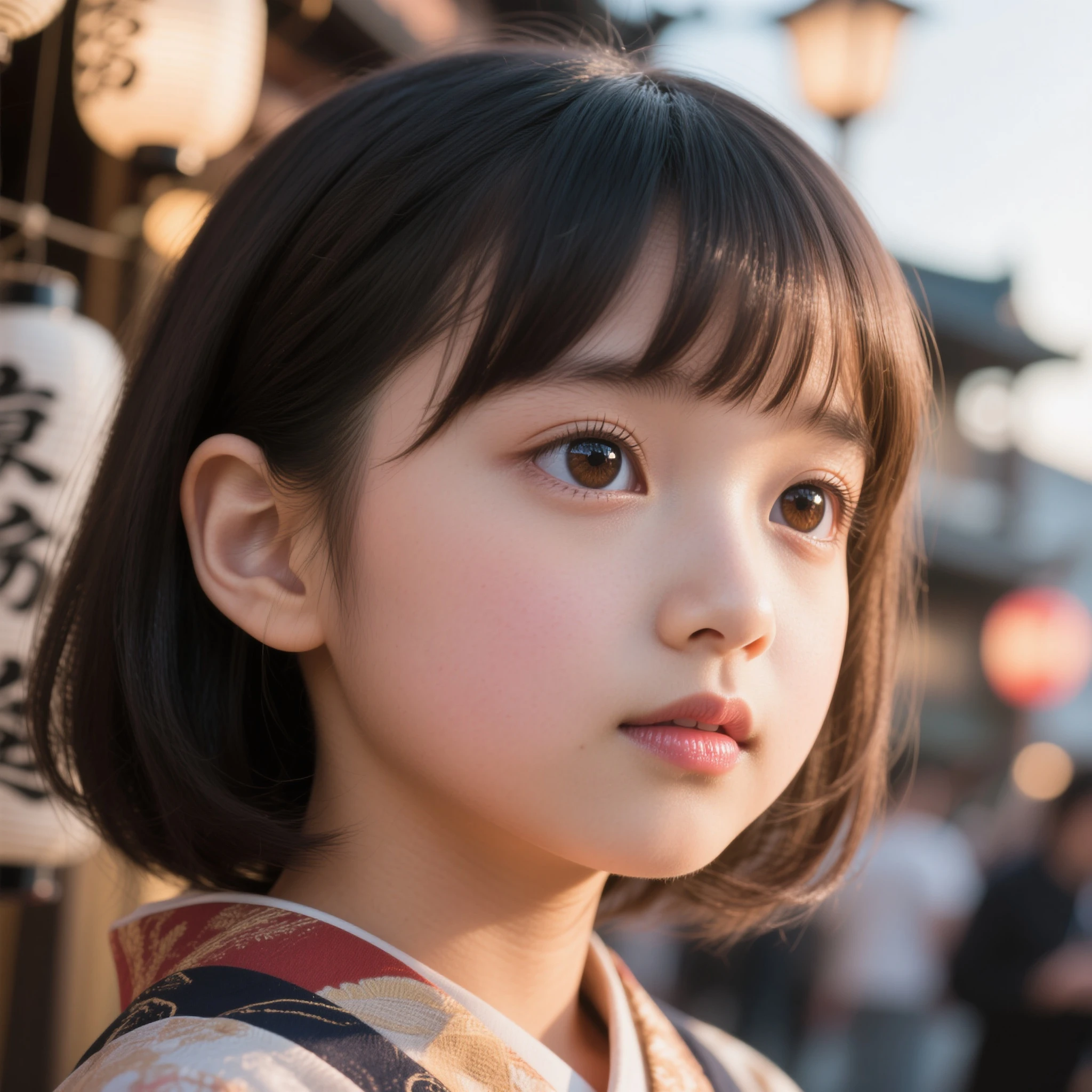 Highest quality、Small breasts、kimono、、Baby Face、Twin tails、Brown Hair