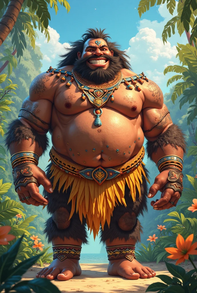 Obese lean lynx, femboy, male, with flat chest, big black nipples, toned, nature background, plantigrade, long wild dreadlocks, white loincloth, african, dark skin, markings