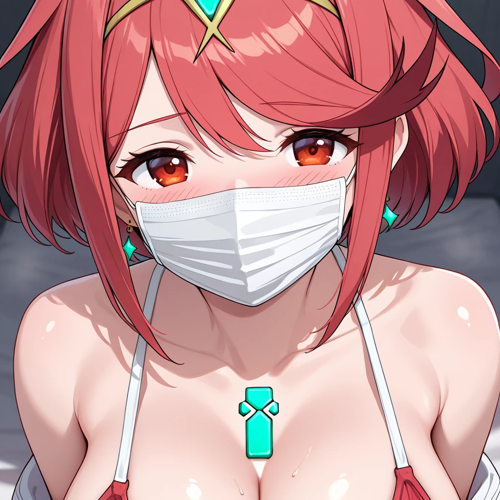 Very detailed、Highest quality、Best image quality、masterpiece、8k、Anime Face、A kind smile、Sparkling Blue Eyes、(SFW Giant)、(Big Breasts:1.5)、Shutsumon、Cowboy Shot、(High leg:1.5)、Claw Hand、Mouth mask