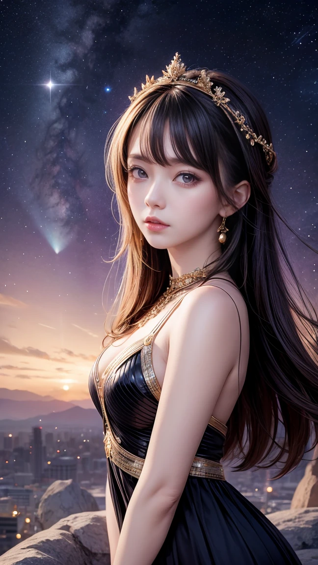 a sparkling star, a glowing celestial object, radiant and luminous, shining brightly in the night sky, a captivating cosmic phenomenon, a stunning astronomical wonder, detailed realistic rendering, hyperrealistic, 8k, photorealistic, highly detailed, volumetric lighting, dramatic chiaroscuro, deep space background, glistening surface, intricate textures, mesmerizing aurora, ethereal and mystical, vibrant colors, neon-like glow, dazzling shine, dramatic contrast, cinematic lighting, dramatic composition