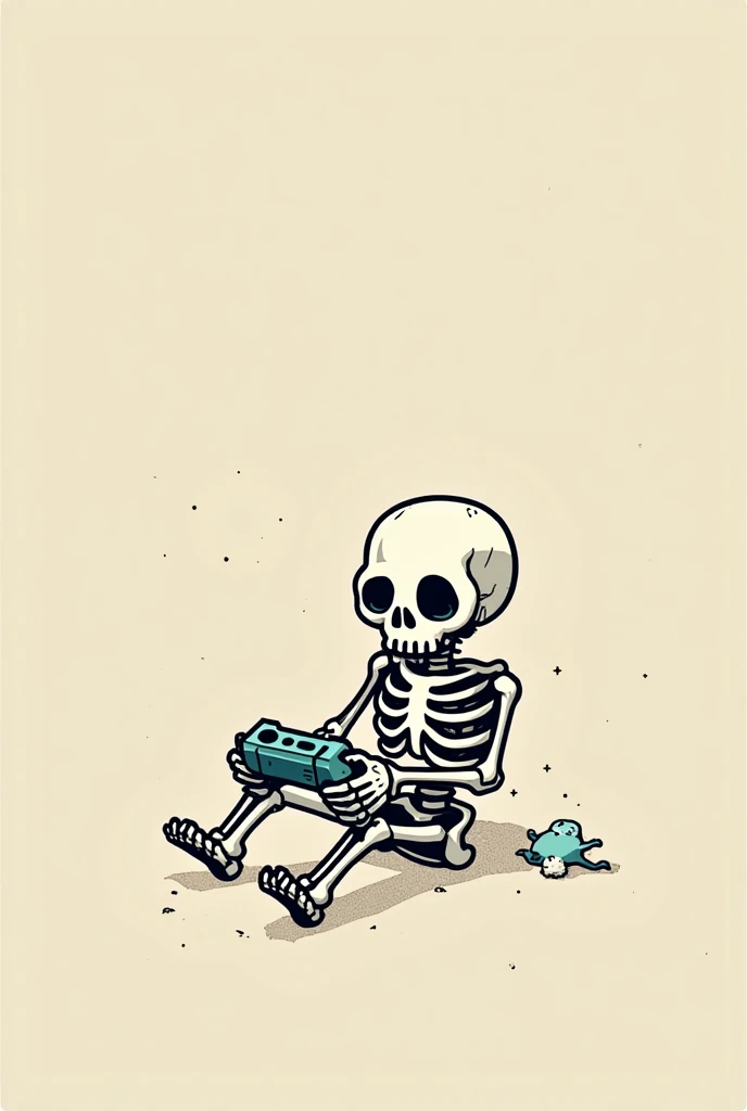 Skeletons could also play video games, using their bones as controllers,vector, minimalistic, ink drawing, watercolor splash, detailed, water color splash, detailed, anime, illustration