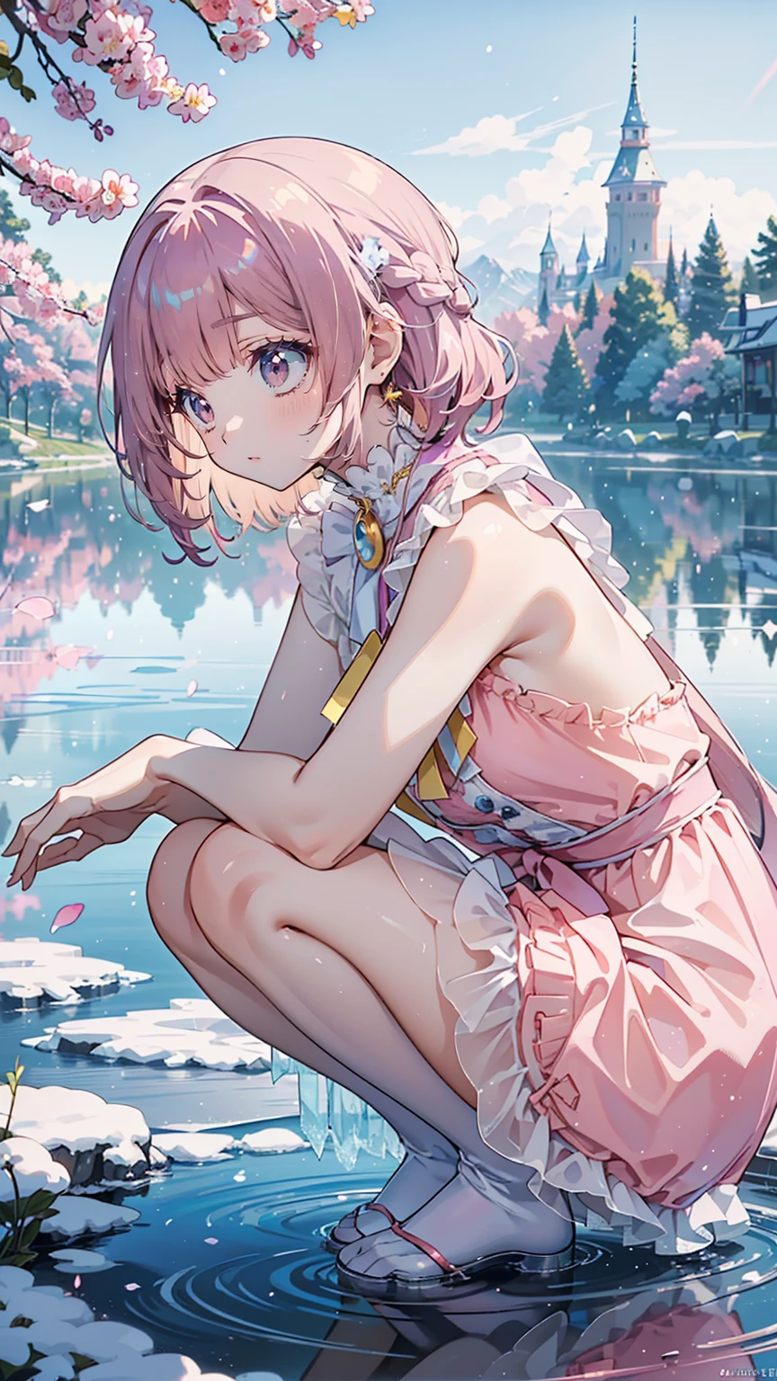 anime girl laying on a bed with flowers in the background, splash art anime loli, sakura petals around her, beautiful fantasy anime, best anime 4k konachan wallpaper, goddess of summer, anime goddess, zerochan art, detailed digital anime art, pixiv contest winner, trending on artstation pixiv, digital art on pixiv, beautiful anime artwork