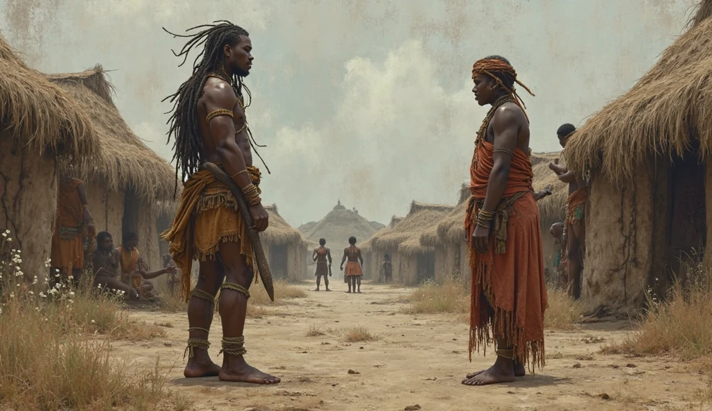 Five half-naked African slaves tied with a rope, descendant un escalier, tristesse dans les yeux, corps entier nu, no clothe, pas de coiffe, cheveux noirs, Dynamic scene from the movie Amistad, looking at the 50mm camera, Realistic photo HD, Diffuse light, Rebel Republic Environment, , hyper detailed, Whole size, Plusieurs hommes et femmes esclaves debout, loin cloth, esclaves, Himba, corps entiers, all are chained, chaines en fer, Hands tied with big rope, Homme africain, Enslaved humans, Screenshot of movie 300, Samuel Jackson, africain, The man has black skin, Scene from the movie Amistad, dark-skinned, pagne