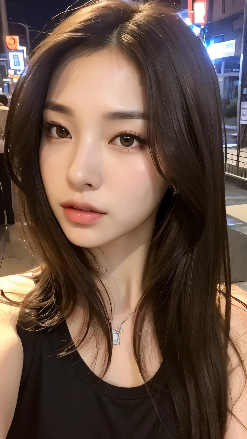 Apologies for that oversight. Let's insert specific colors:
In this close-up selfie of Hikari, the frame highlights her upper chest and face, creating an intimate and engaging composition. She wears a chic black top that accentuates her youthful style, adding a touch of sophistication to the overall look.
Hikari's hair is a luscious cascade of rich, chestnut brown, flowing freely around her shoulders. The loose and unstructured hairstyle not only adds a sense of effortlessness but also highlights her vibrant and carefree spirit. The strands playfully catch the light, adding a subtle sheen to her appearance, plants in the background
Her eyes, a captivating shade of deep hazel, are the focal point of the photograph. They reflect a combination of wisdom and youthful exuberance, drawing viewers into the depth of her gaze. Hikari's facial expression is a perfect blend of confidence and approachability, making the selfie both intriguing and welcoming.
At 24, Hikari exudes a confident charm that is subtly conveyed in this selfie. The composition skillfully captures not only the external beauty but also hints at the vibrant personality and individuality that define her at this stage of life.