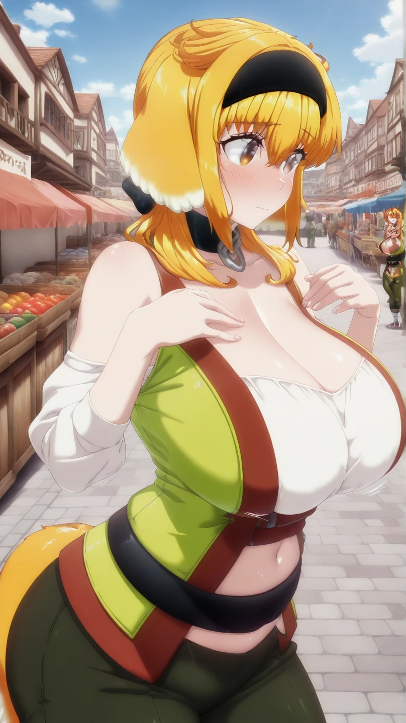 Embarrased expression, covering face, score_9,score_8_up,score_7_up,(fluffy anthro furry :1.3), Best quality,best resolution,(fluffy anthro fluffy :1.3), (Solo) anthropomorphic furry female cheetah, buxom breasts, long brown hair, green eyes, serving food, indoors, restaurant, in front of customers, , perfect hips, aesthetics of the female body, very noticeable relief of the body and hips and legs, top view, shes very tall, thick thighs, wide hips, pleasured look, horny, blue nipples, thong, white shirt