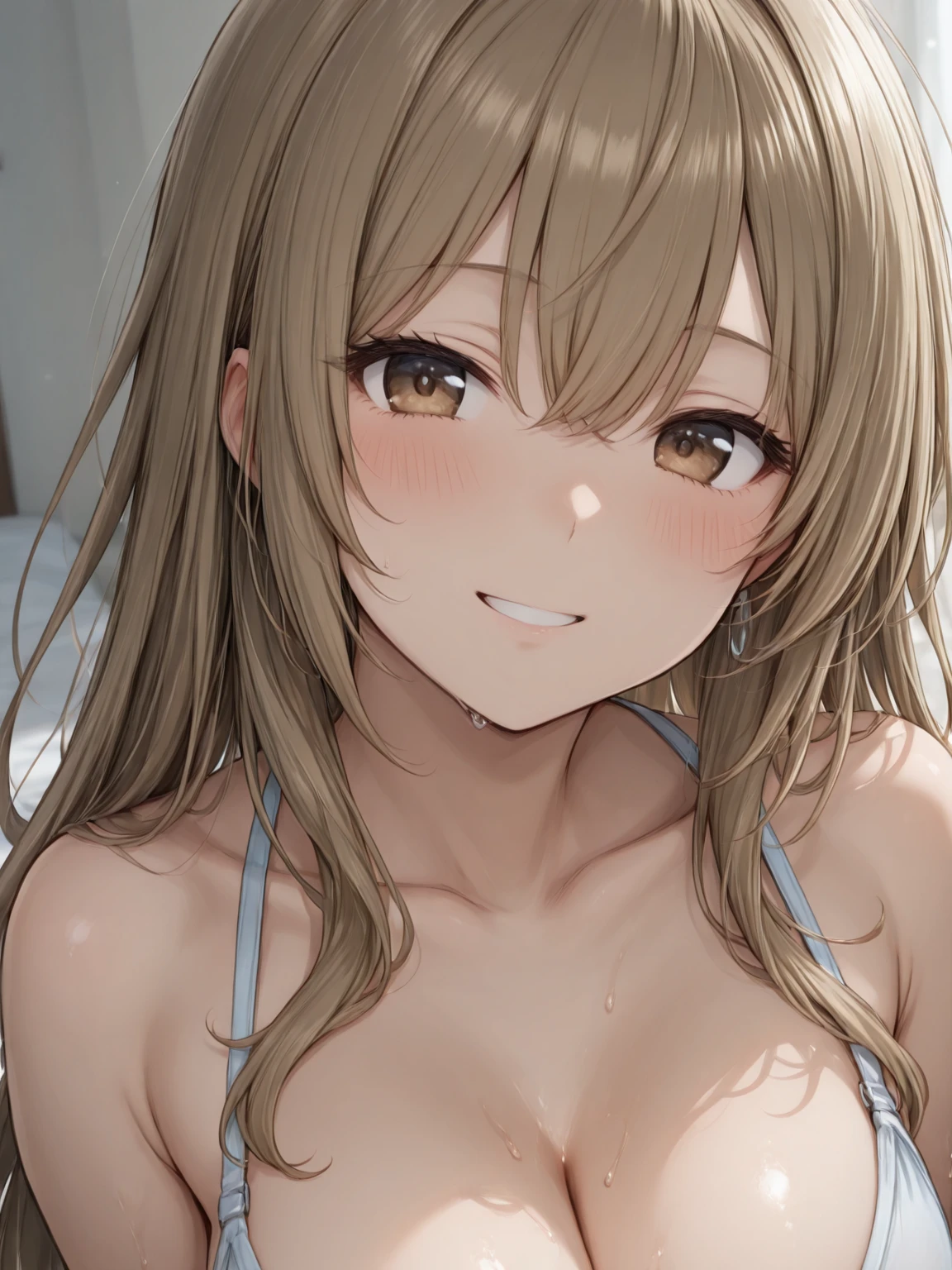 1girl, uzakitsuki, grey hair, hair between eyes, hair over shoulder, closed eyes, mature female, large breasts,
BREAK (o-ring bikini, red bikini:1.2), BREAK ((fall asleep on the bed, supine, sleepy, closed eyes, laying on bed, sleeping pose)), ((close up, POV, cute, shot on face, sighing expression)),
BREAK ((anime girl)), best quality, expressive eyes, perfect face, (masterpiece), best quality, expressive eyes, perfect face, ((best quality)), ((ultra-detailed)), ((an extremely delicate and beautiful)), perfect eyes, perfect body, ((synmetry eyes)), beautiful eyes, ((thick thighs)), shiny skin, soft skin, ((synmetry body)), ((perfect body)),