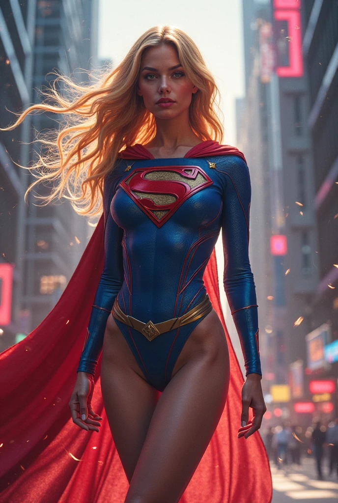 I need you to make images of Ariana Grande next to Super Girl, each with their respective wardrobe