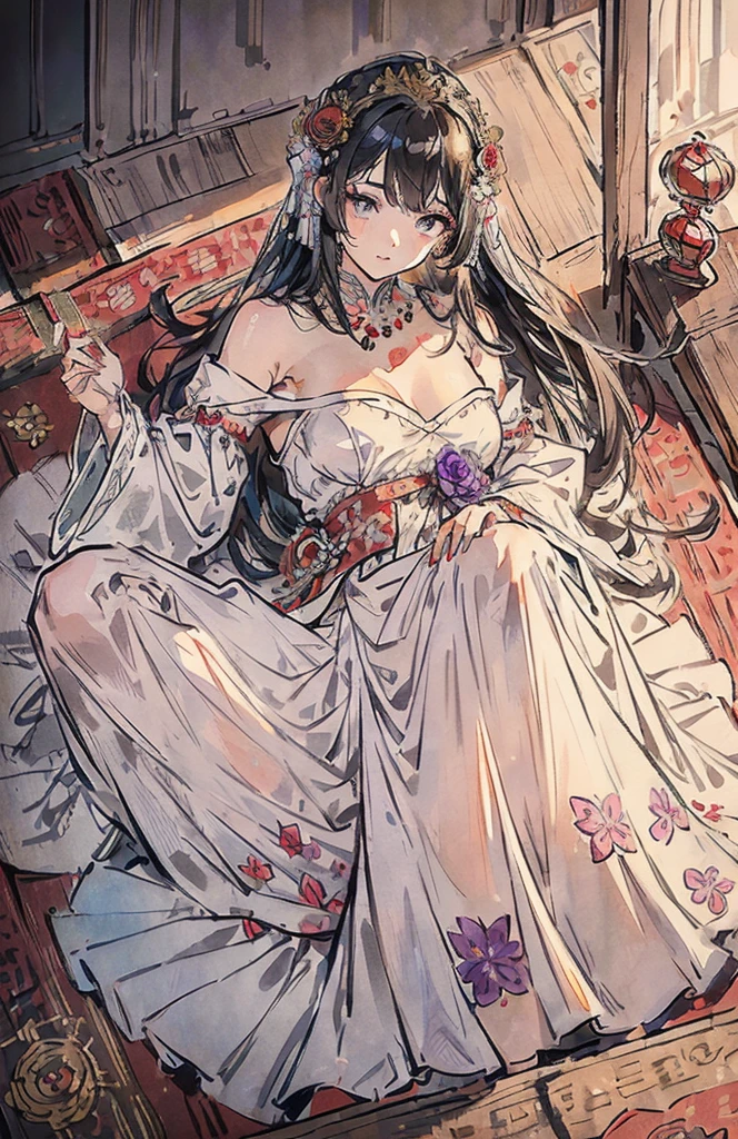 a woman with long hair and a sword, detailed anime art, Detailed art from the main anime, intricate manga drawing, the Queen of Blades, hyper detailed manga drawing, high detailed official artwork, stunning manga art style, trends on artstation pixiv, detailed anime artwork, Queen of Blades, clean detailed anime art, black and white manga style