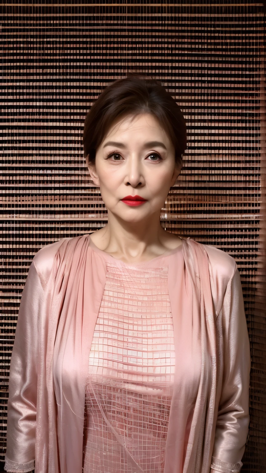 masterpiece, high resolution, High resolution, Clear images, vivid, Mature female boss, Flashy underwear, business suit, Put on a jacket, 80 years old, Red lips, beautiful, Big Breasts, ID photo,