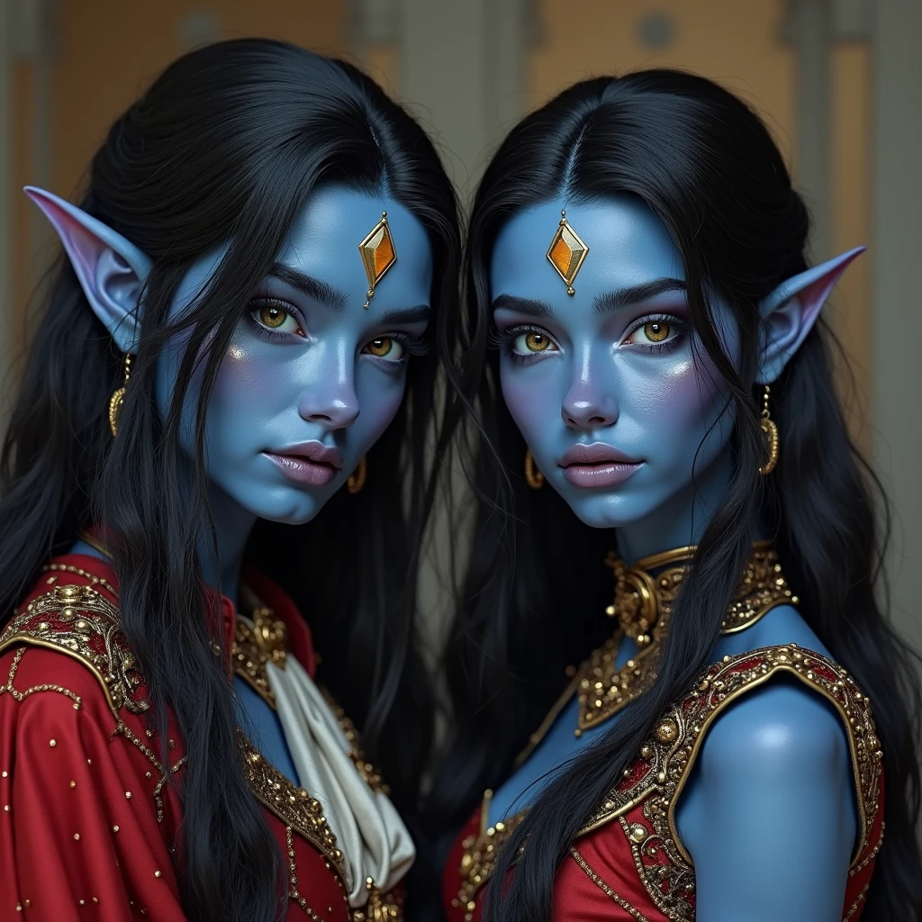 A stunningly detailed photorealistic portrait of a gorgeous elf-human supermodel, skillfully painted with watercolor, ink, and pastel. The model showcases a unique hairstyle reminiscent of ukiyo-e art, adorned with intricate cyber noir body paint. Her face is accentuated by dark elf make-up, giving her an ethereal and mystical look. The background is a blend of conceptual art, suggesting a futuristic urban landscape with a touch of the supernatural. The overall atmosphere is both enchanting and mysterious., photo, ukiyo-e, conceptual art, cinematic