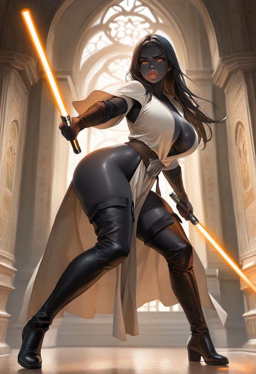 (high resolution, The pixels are perfect, luxurious illustration), (hyper qualit, Masterpiece, Ethereal: 1.4), (((Transparent Tabad:1.4))),nun,(((Completely naked ))),in churches,((open leg)), ((Naked Carmelto)),Mature female,Black areola,female pubic hair,(((The breasts seem to overflow from Tabad))),wetted skin, (((A MILF: 1.4))), (Curvy:1.35),((((Dark skin)))),Long hair,Curvy physique, Thick body,((Sexual suggestiveness)),Seductive smile,high-heels