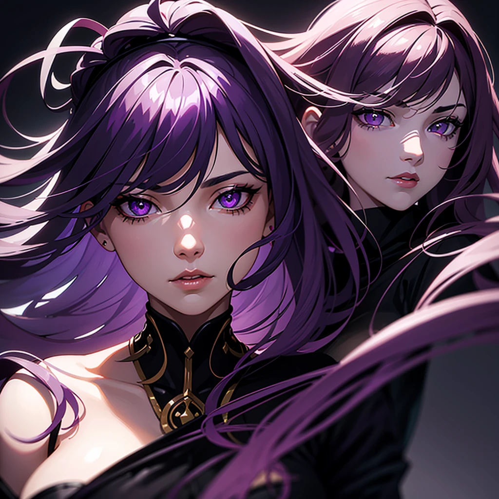 Green Eyes,One girl, alone, Mature Woman, (Purple Hair), Shoulder-length hair, (Messy Hair), bangs, , lips, Highest quality, masterpiece, Smooth Skin, Indifference, Good lighting, Black Lingerie, Spaceship