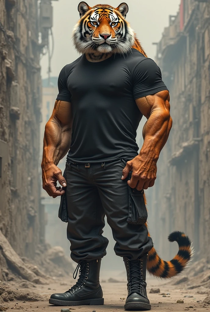 ((foto crua)), ((obra-prima)), Anthropomorphic humanoid Cougar wearing streetwear clothes, andando entre as pessoas, detalhe intrincado, intricate Greebles pieces, city behind, sneaker, corpo musculoso, muscular arms, small head, Ogro monstruoso, Titan, soft-lighting, hiper realista