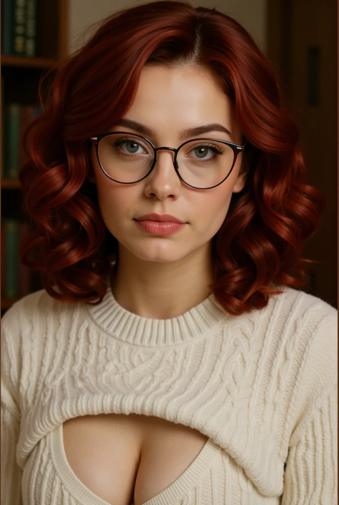 Pretty eyes,(beautiful sexy woman with freckles:1.4),ï¸ï¸Loose Curly Afro hair,red hair,thin and round glasses,wearing a detailed embroidered dress,stunning 8k close-up fashion photo,<lora:d\EnvyZoomSliderXL01:-0.7>