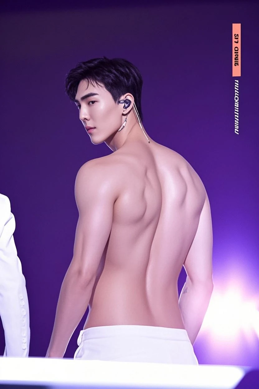 (( straight face picture )) ((best quality)), ((Masterpiece)), (details), Jackson Wang , Korean man , naked ,Revealing a large penis ,see the whole body