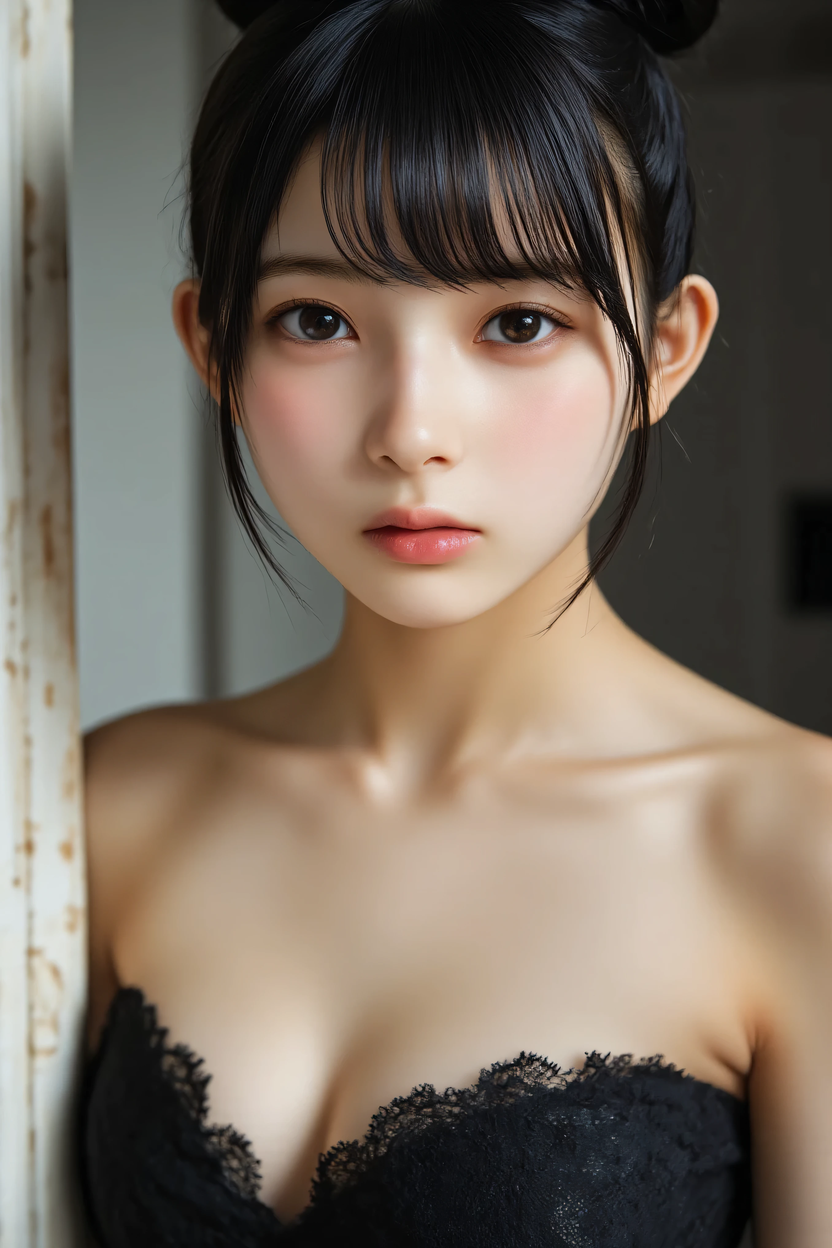  One Girl, Small breasts、18-year-old female、the body is slim、Thin legs、sexy、Exposing the breasts、Completely naked、bangs