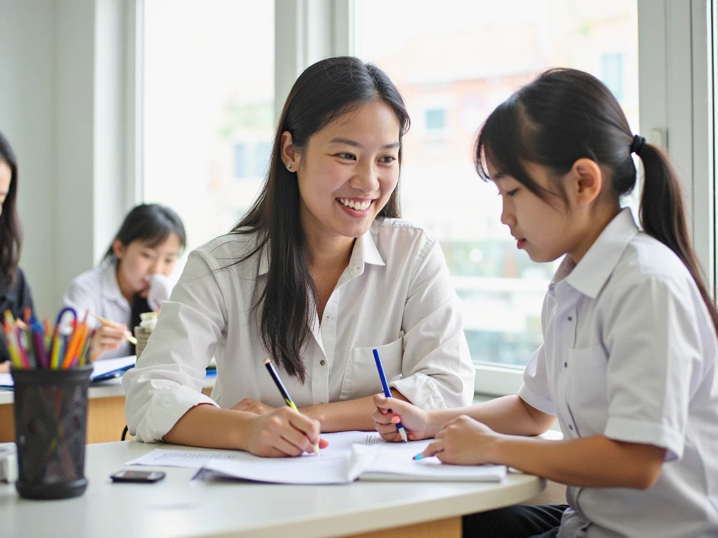 teacher helping student