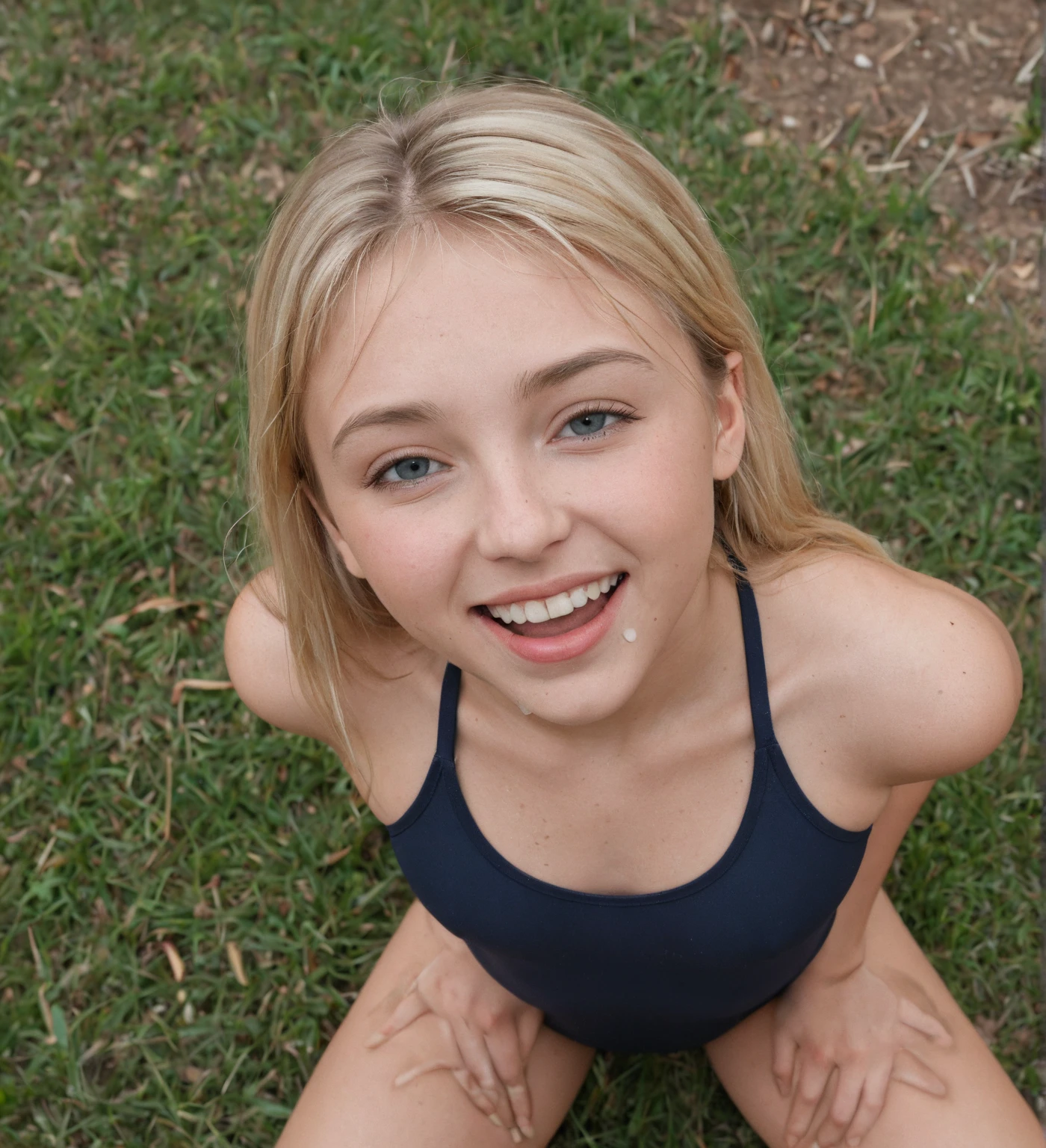 White pussy, 10 year old girl, naked and sexy white body Vaginal details , POV, Wide open mouth, Her vaginal opening is slimy, super detailed.