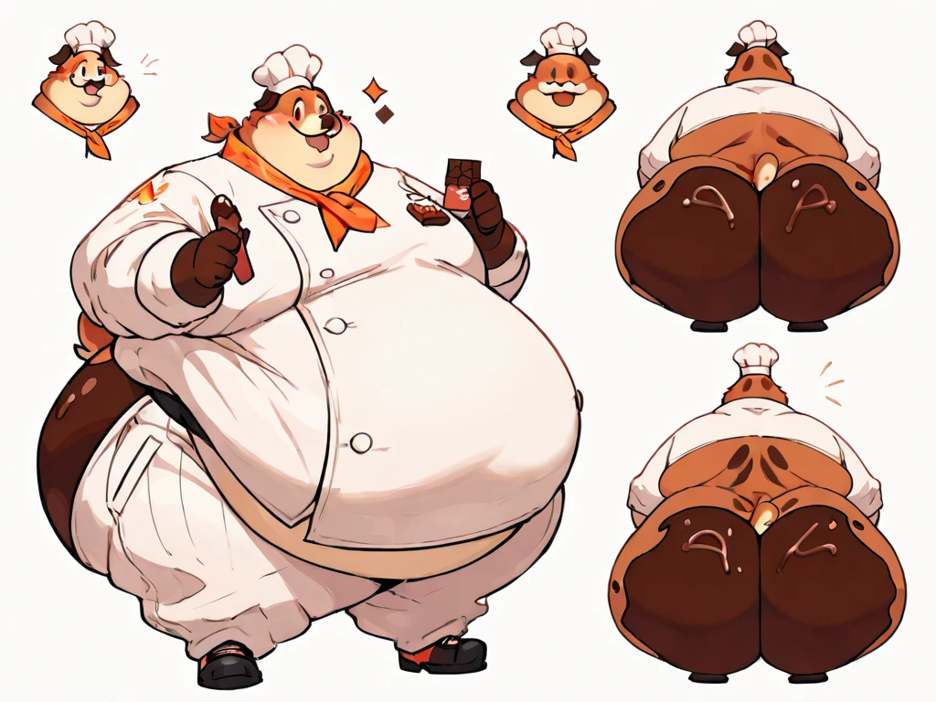score_9, score_8_up, score_7_up, score_6_up, score_5_up, score_4_up, desolate, detailed background, cafe, anthro ram, ram horns, male, white fur color, hair in side ponytail, beard, mature glasses, button up vest with tie, slacks, holding tray with coffee, calming expression, fullbody, inflating, hyper belly