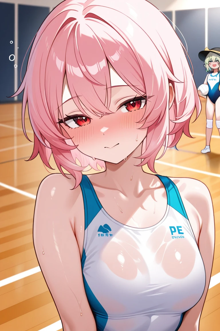 mastute piece,Best Quality,insanely detailed,8k cg,nsfw,
(shoot upper body:1.3),
(1girls:1.3),standing,looking at viewr,body in front,both arms behind back,(bare breasts:1.1),(bare nipples:1.1),(pink high leg leotard,cat ear head band,cat tail attached anus:1.4)
break,
blush,shy,(ecstasy face),(trembling:1.2),break,(light pink hair:1.2),
break,
perfect breasts,perfect teats,(open mouth:0.9),(large breasts:1.2),
(indoor-sports-field)、