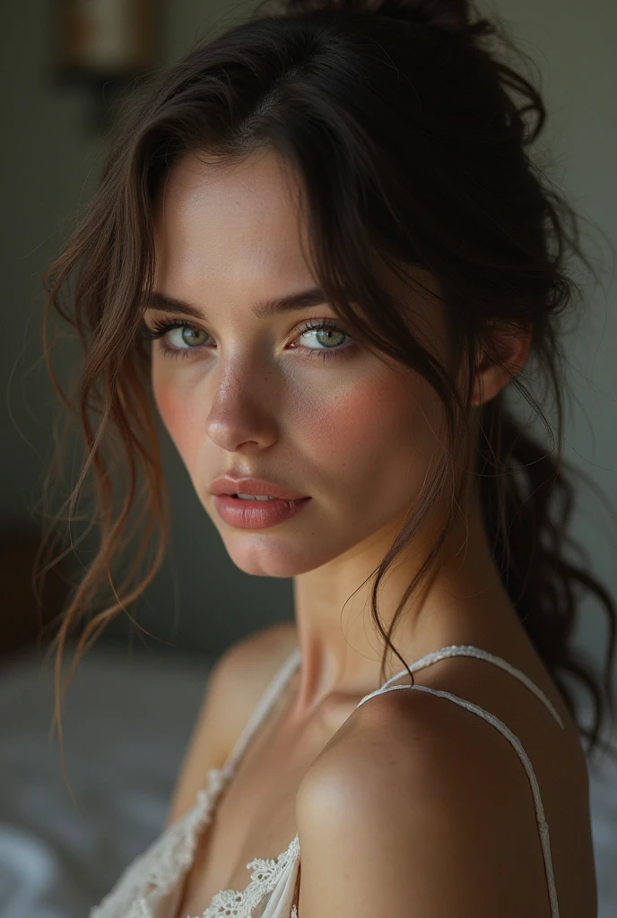  selfie of a pretty young woman, taken with iphone camera showing whole sexy boobs  wearing only bunny scarf 