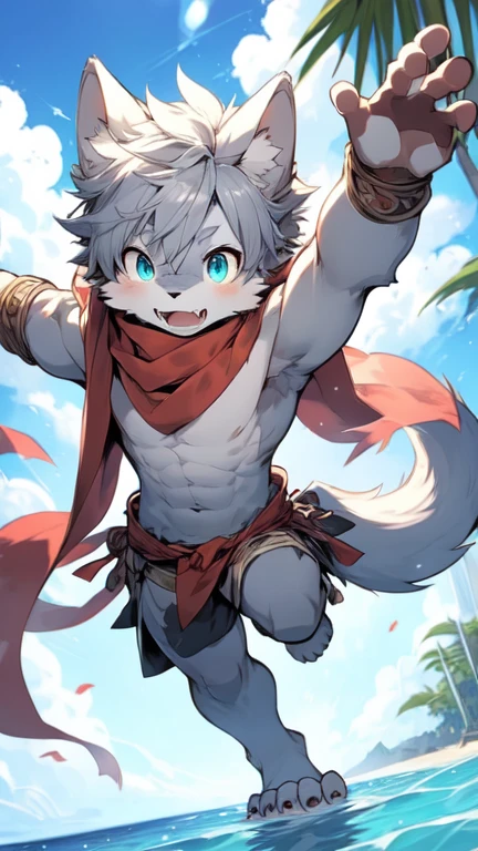The only person，(Male cats:1.5), (blue skin:1.3), hairy，(Light blue fur:1.3),((Golden pupils)) ,(White ears),(hairy animal ears)，Covered with hair，Wear adventurer's clothes，lie on the floor，There is a lot of white sticky liquid all over the body，The hair is wet with water，Soaked through，There is a lot of sticky liquid on the body，saliva，Behind it is the forest，Fine hair，Top view，Red cheeks，anger，night，Full body portrait，A large mass of liquid，There is a lot of white fluid on the face，Complete clothes，White socks stuffed in his mouth