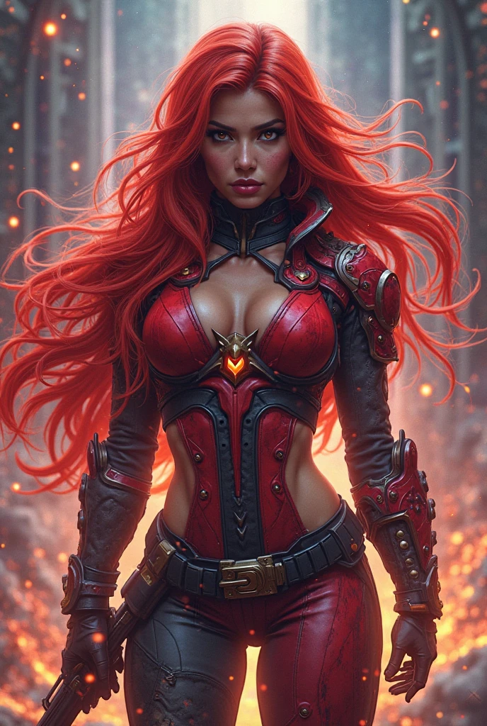 (16k, foto RAW, melhor qualidade, obra-prima: 1.2), ultra-detalhado, arte formal, foto realismo: 1.37, foto do corpo inteiro, (mulher, beleza ,( Angela Spawn)film grain, villain action pose ((spawn))detalhes