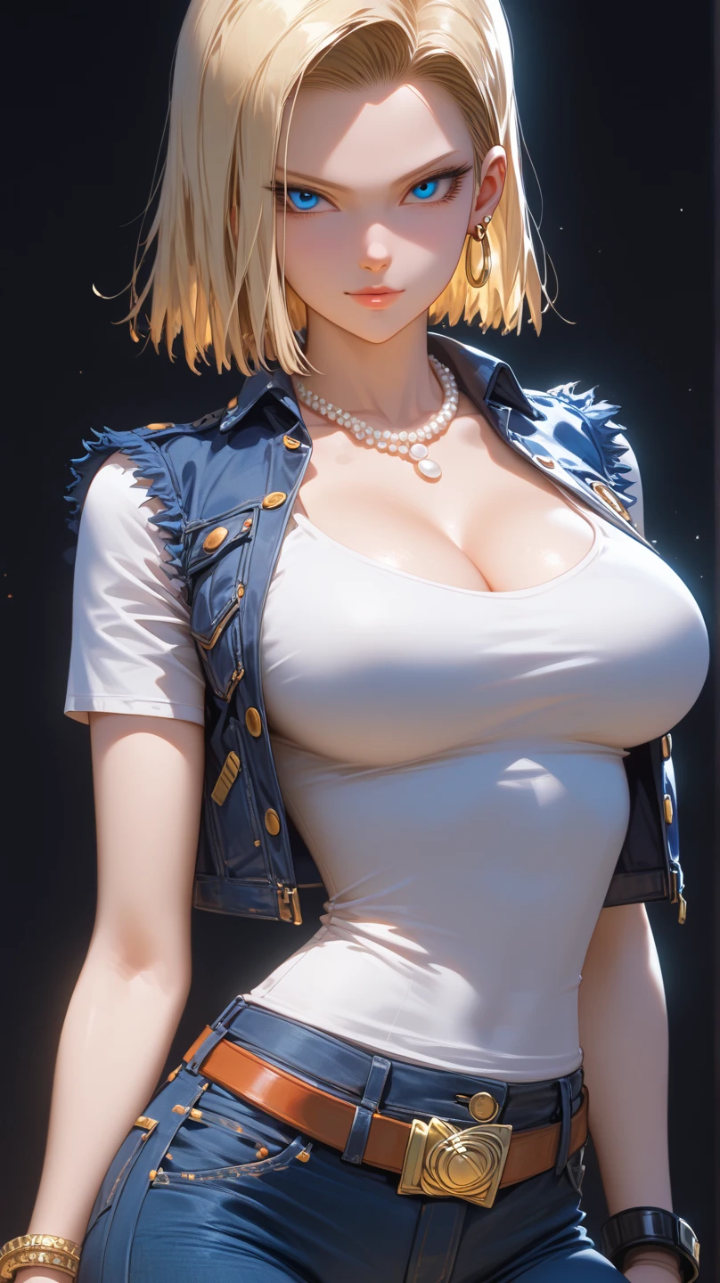 ((Highest quality))、((Very detailed))、(Detailed eyes:1.6))、((Random Supermodel Poses:1.6))、(Huge breasts:1.6)、(Steamy sweat:1.3)、Platinum Blonde Hair、Short Hair、(Plain Shirt:1.4)、smile、Beach、Denim pants、(Detailed fingers)、Exposed belly