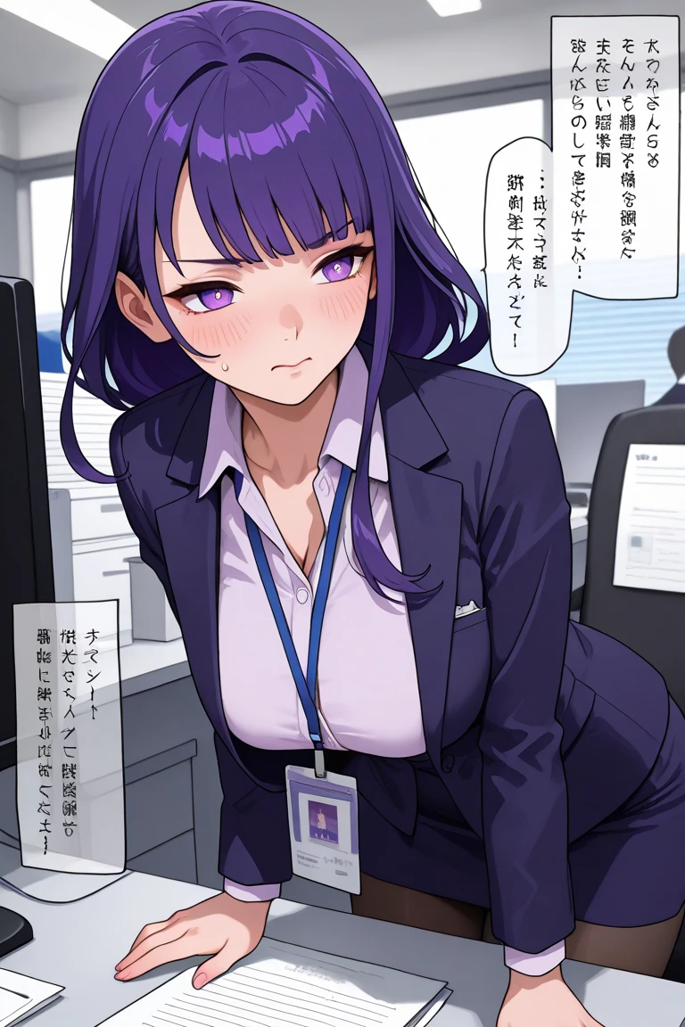 Woman in a suit using a tablet in a room, labor, Sun Yunjoo, still from a live action movie, Park Shin Hye as a super villain, complete device, using a magic tablet, iu lee ji-eun as supervillain, profile pose, [ realistic photo ]!!, Shin Min Jeong, serious business, lazy, elegant look, huge breasts