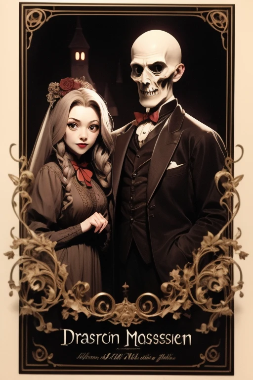 masterpiece, best quality, high quality, Very delicate, Very clear, ((skull face)), not a girl, slull face in Lolita fashion, Pale baby Pink Lolita fashion, Big ribbon on head, gothic, Standing in ruins, Scary Taste, unkempt pink long hair, No skulls fell around, Ruins of a destroyed castle, Dark Background, Catastrophic Background