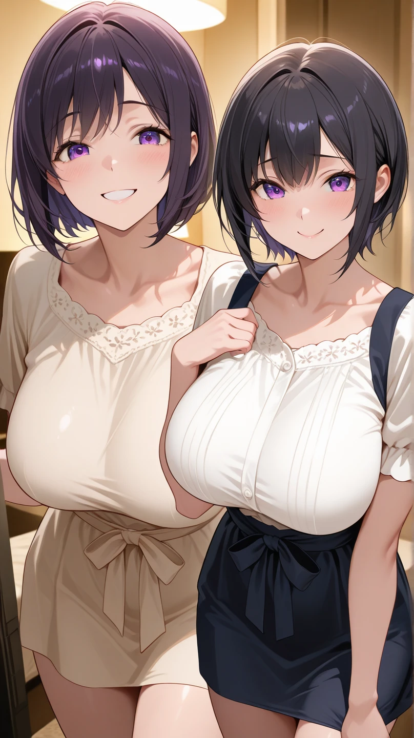 2lady(different hair style), ((ultra-quality)), (:1.5), (in 8K), (arms behind back:1.6), (arms are down:1.3), (sexy cosal tits:1.8),ms are down), ultla highres, Hyper Detailed, High contrast, Ultrafine Strike, creative refinement, absurdres, Realistic, extremely detailed CG unified 8k wallpaper, Highly detailed, High-definition raw color photos, professional photograpy, Realistic portrait, Cinematic Light, Beautiful detailed, 28 years old woman, (realistic skin:1.3), (shiny skin), (Best Quality:1.4), Super Detail, High quality, master piece, lifelike, (After SEX), Bukkake,rfect cum on chest:1.5), (Bukk:1.5), (covered by lum:1.3), (Sharp Focus), (upper bo, (close up), Delicate Beautiful Hair and Eyes and Face, Delicate eyes, radiant eyes, Lifelike, Hyper-detailing, (torn school costume with wide open chest), (nude breasts:1.3), (pleated skirt), (e areatural(colossal tits:1.8), (big breast, (Beautiful breasts:1.5),ooth stomachipples:1.4), (sexy nipples:1.eer:1.3), (arms behind back:1.3),utifuloman, camel-toetails), wet clothes, pale black eyes, (bob cut), (ponytail), (asymmetrical bangs),