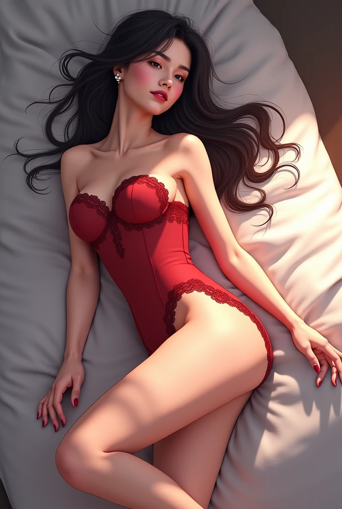 (obra de arte, melhor qualidade), Foto de Elizabeth Olsen, high resolution (ultra-high resolution), Obra de Arte (trabalho de arte), 1 garota jovem e bonita, sozinho (Sozinho), Realista (fotorrealista), Quarto (sala), Deitada na cama (Deitado na cama), Olhando diretamente para o espectador, Foto em perspectiva invertida (Reverse angle photo), lingerie vermelha (Brasa Escarlate), seios grandes (Seios Grandes 1.4), Abdominais sexy, umbigo (Umbilico), pernas sexy, bunda grande (Bunda Grande), perfeito body, perfeito.