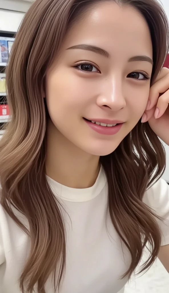 masterpiece,8k,(face focus:1.2),round face,female kissing a penis,laughing,18 years old,look at viewer,frontal face,bukkake,japanese idol,