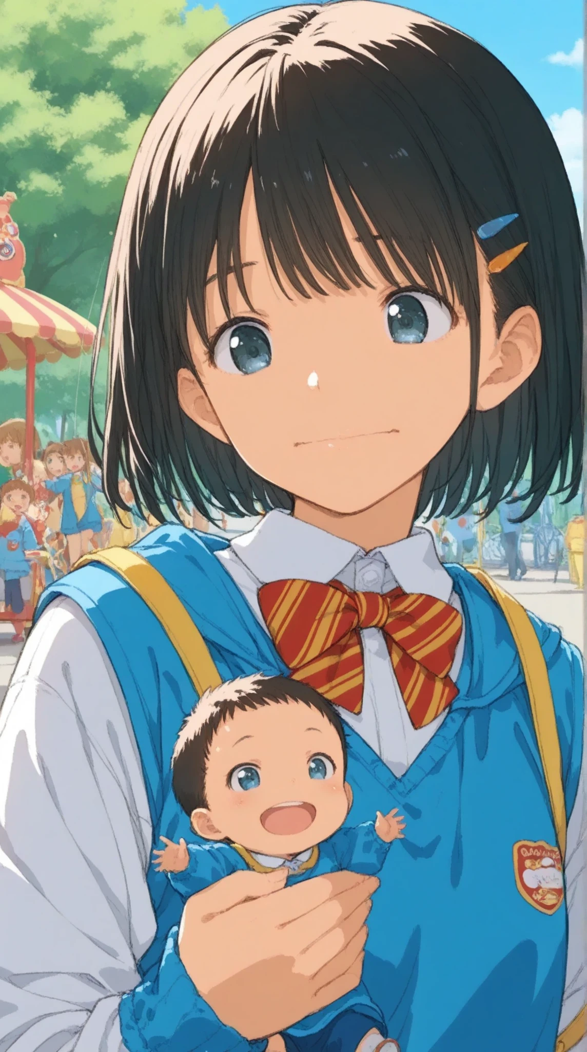 One girl, young child, young girl, baby face, young appearance, (short stature, 120cm tall), early elementary school student,
