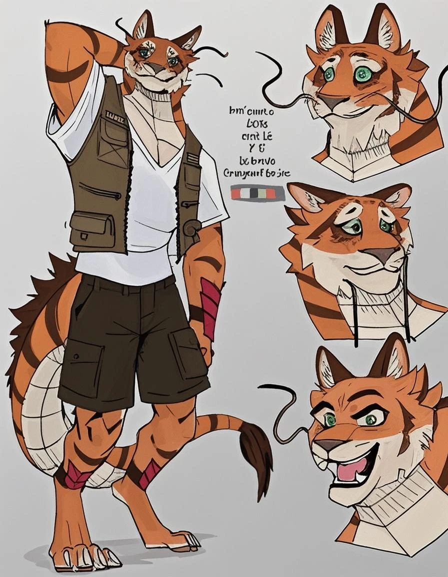 <lora:Torahiko v4:.8> Torahiko, Tank Top, Shorts, model sheet,