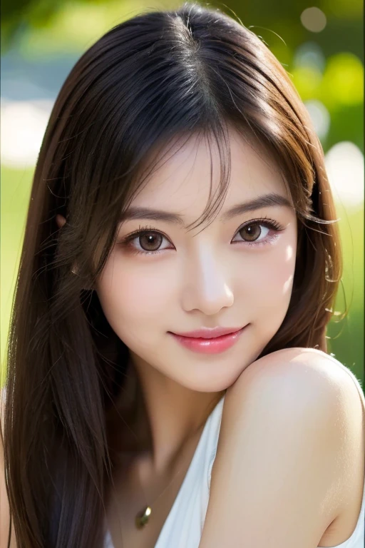 A beautiful woman with perfect eyes and nose、beauty like a model、cute like a model、eyes are double、eye color is blue、hair color is pink、her face is delicate and elegant.、8k images、Beautiful style like a model、Normally large、A refreshing and lovely smile、pose like a model、Overall image、snap shot、Glamaloid Smile、Beautiful and delicate face like a model、highest quality、master piece、cute smile、 atmosphere、elegant beauty、Sexy in a bright room、very cute、Super beautiful、Super beautifulなモデル、photo shoot、